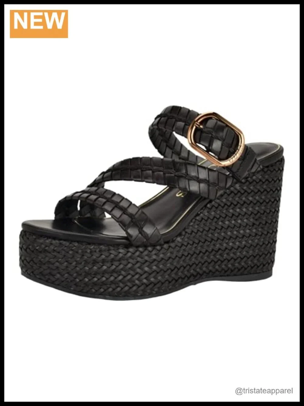 Faux Leather Wedge Sandals Buckle Slip On Platform Casual Shoes